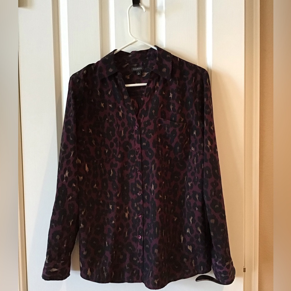 Talbots Animal Print Button Down